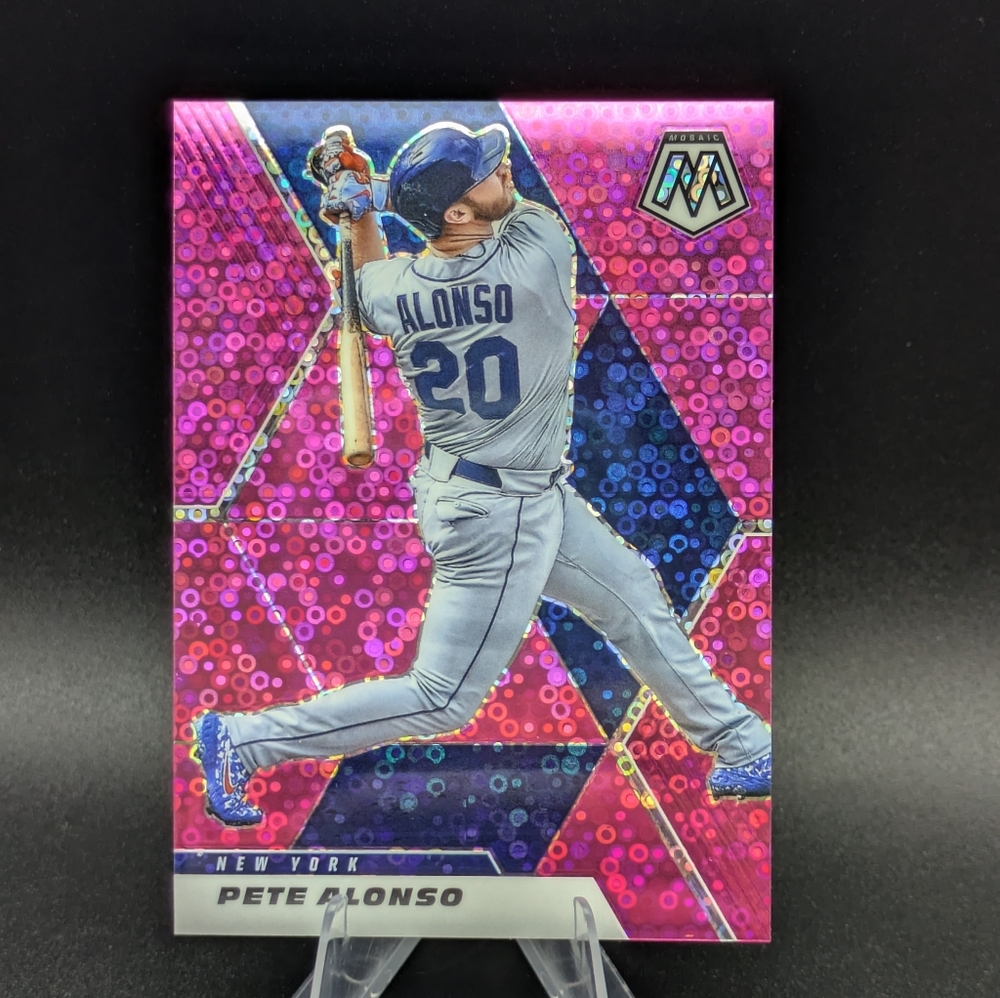 2021 Panini Mosaic Quick Pitch Pink Prizm #12/20 Pete Alonso #120 New York Mets
